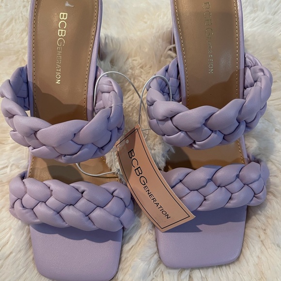 BCBG Lavender Sandal Pumps Braided Finaa Slides - Picture 2 of 2